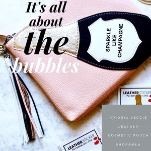 Iphoria vegan leather  CHAMPAGNE make up bag NWT